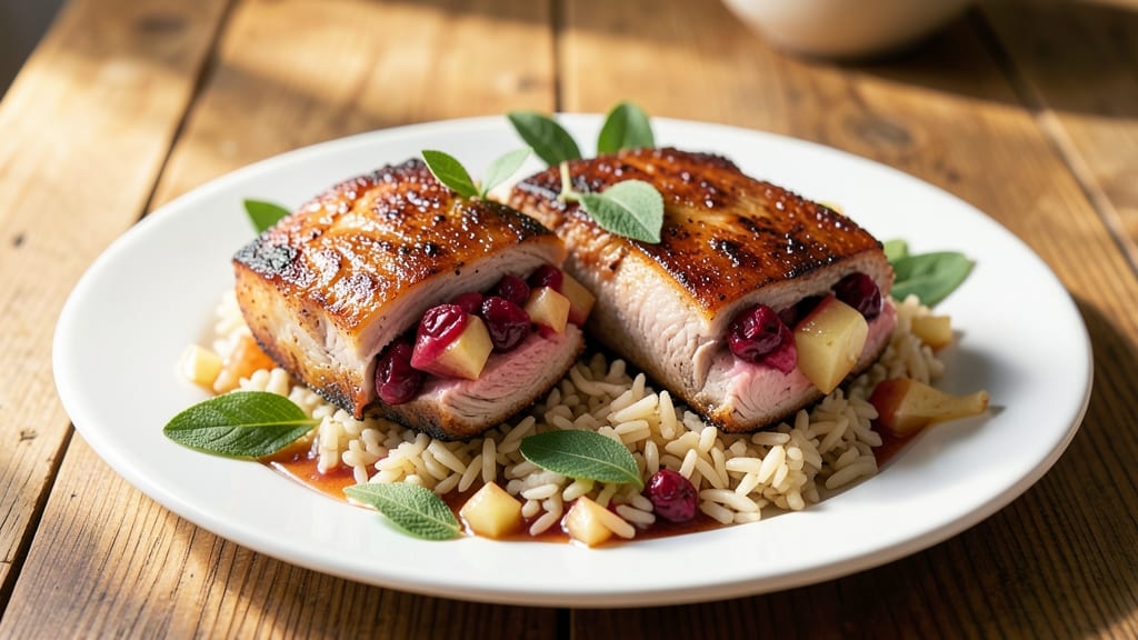 Apple Cranberry Stuffed Pork Chops Recipe: Sweet-Tart Filling That Caramelizes to Perfection