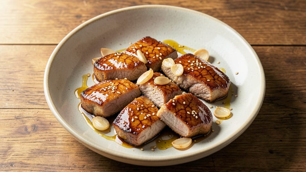 Asian Pork Medallions Recipe: Glazed With Honey Soy and Garlic Crunch