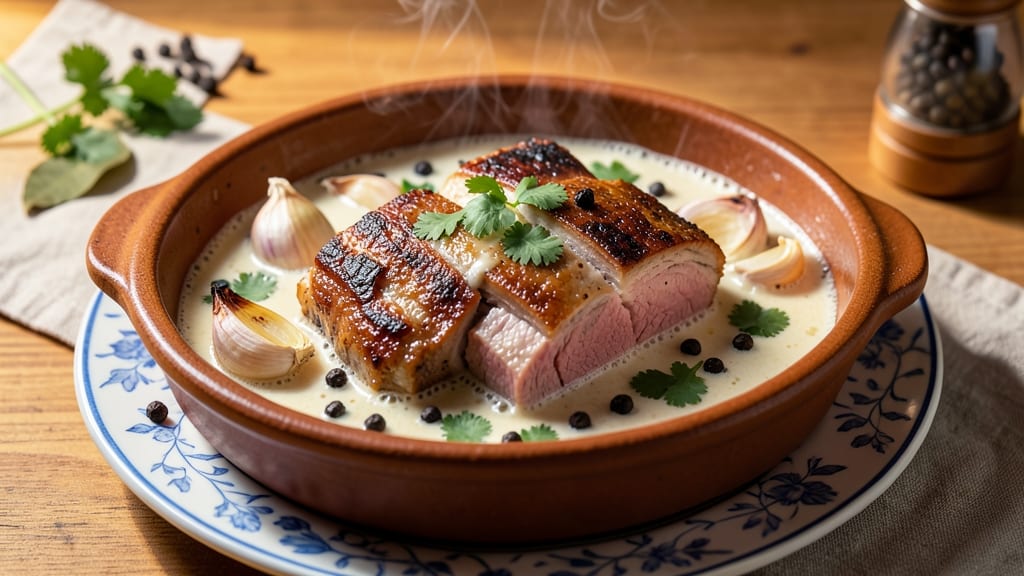 Adobong Puti Pork Recipe: Silky Coconut Milk Velout With Crispy Topping