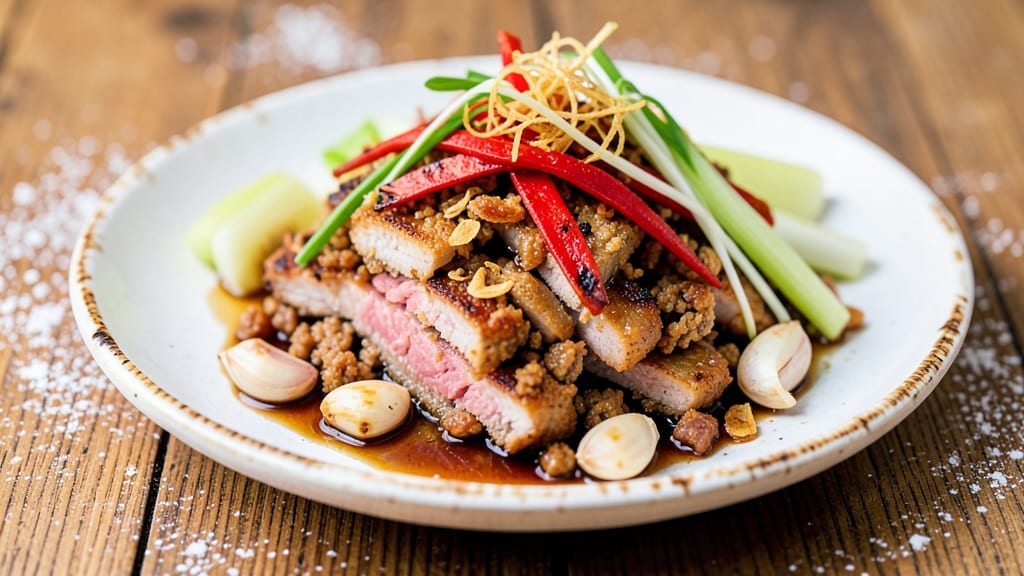 Minced Pork Sisig Recipe: Crispy Celery Crowns Over Tangy Vinegar Sizzle