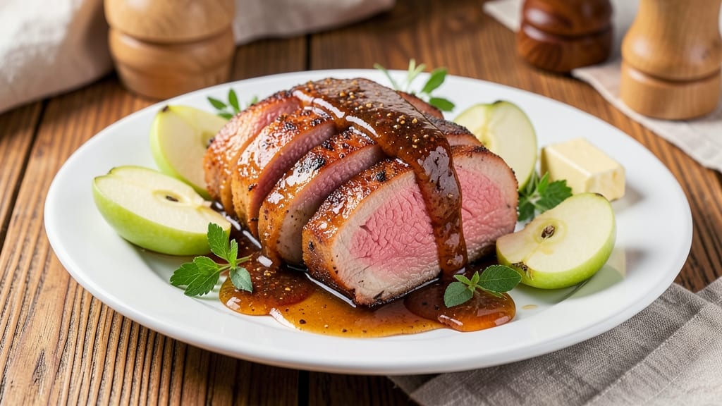 Apple Glazed Pork Tenderloin Recipe: Caramelized Apple Crunch Over Juicy Pink Meat